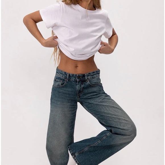 Motel Rocks Low Rise Parallel Jeans - Steel Blue - Picture 1 of 9